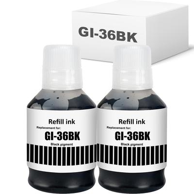 Bouteilles d'encre BAALAND Compatibles pour Canon Noir Compatible et GX5530 GI36, GI-36 BK, GI-36BK (Paquet de 2), Pigment, 170ML, avec GX7030, GX6030, GX5030,