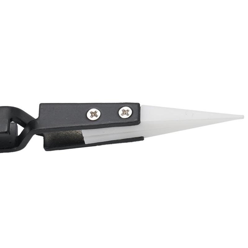 3pcs 135-140mm Non Conductive Ceramic Tweezers Little/Big/Straight Anti-Static Reverse Tweezers Ceramic Replaceable Tips