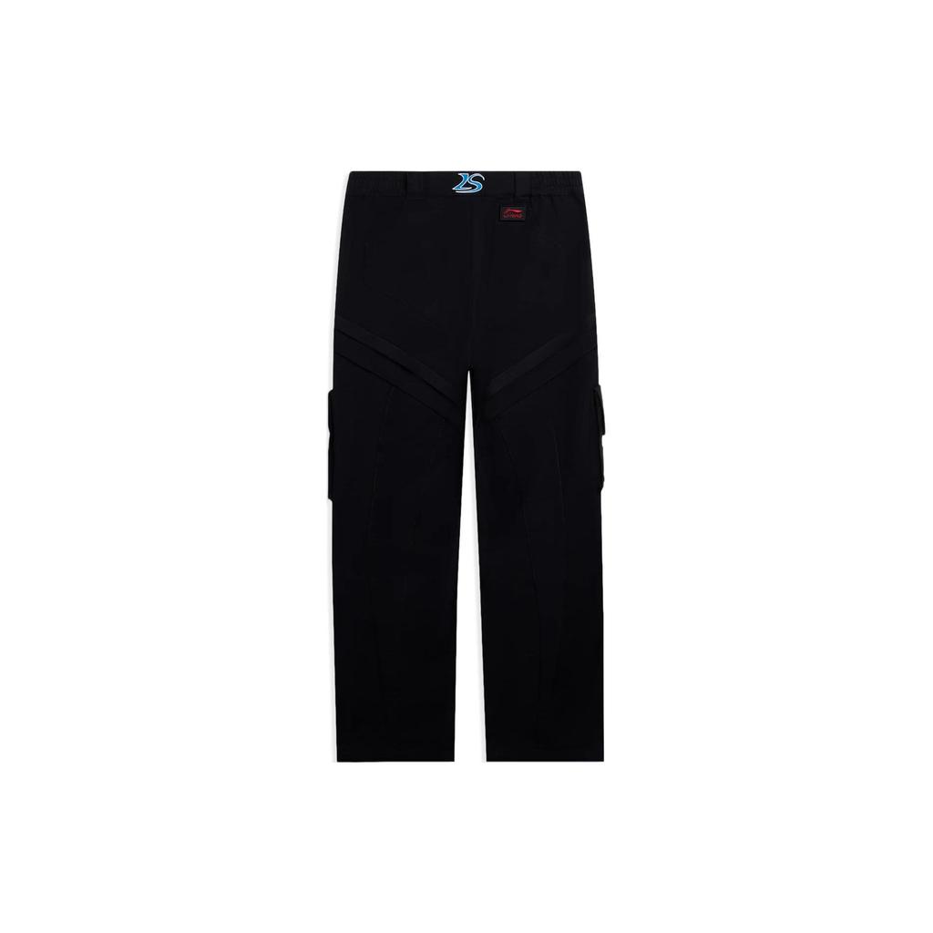 Li Ning Plain Straight Loose Casual Pants Unisex Bottoms Black AKXSC75-1