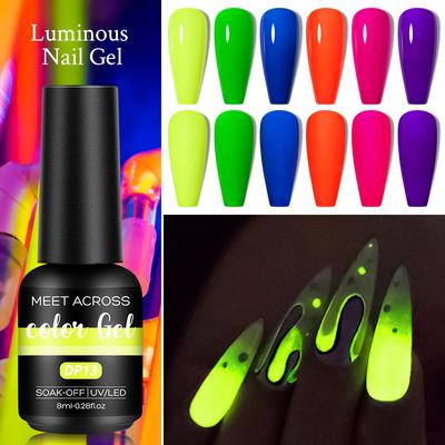 Esmalte de uñas de Gel luminoso de 8ml que brilla en la oscuridad fluorescente neón uñas LED UV Gel barniz en Gel eliminable en remojo herramientas de arte de uñas