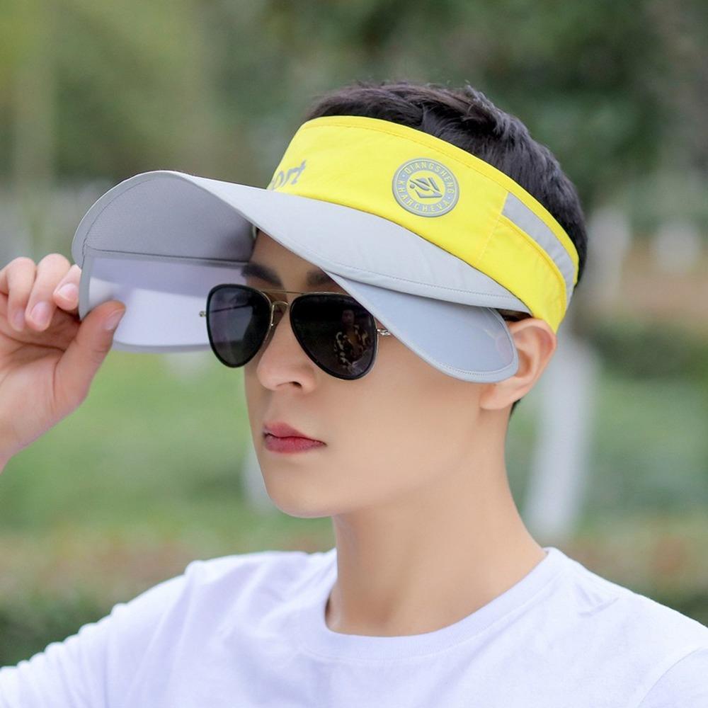 Summer Men Retractable Visors Korean Alphabet Empty Top Hat Sunscreen Breathable Fishing Hat Adjustable Bucket Hat Sun Hat Beach