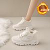 CRLAYDK Chunky Sneakers for Women High Top Fashion Fur Lined Warm Winter Shoes Platform Black Ladies Walking Dad Sport Tennis