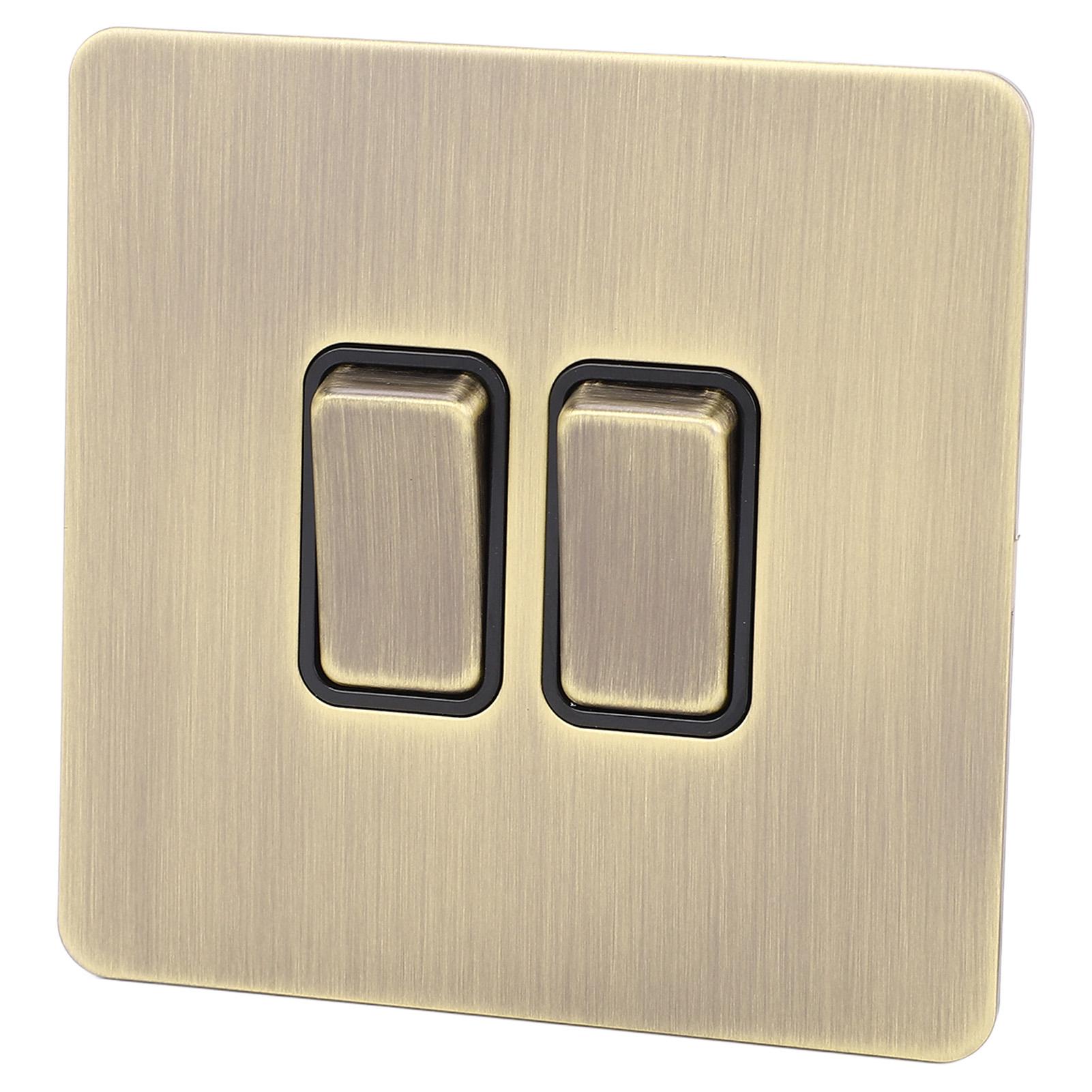 

2-клавишный выключатель Античная бронза текстура Элегантная декоративная панель из нержавеющей стали Настенный выключатель AC250V
