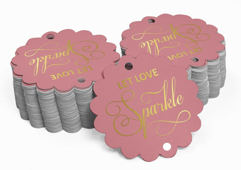 Inkdotpot 100 Pack Let Love Sparkle Wedding Favor Paper Tags Craft Real Gold Foil Hang