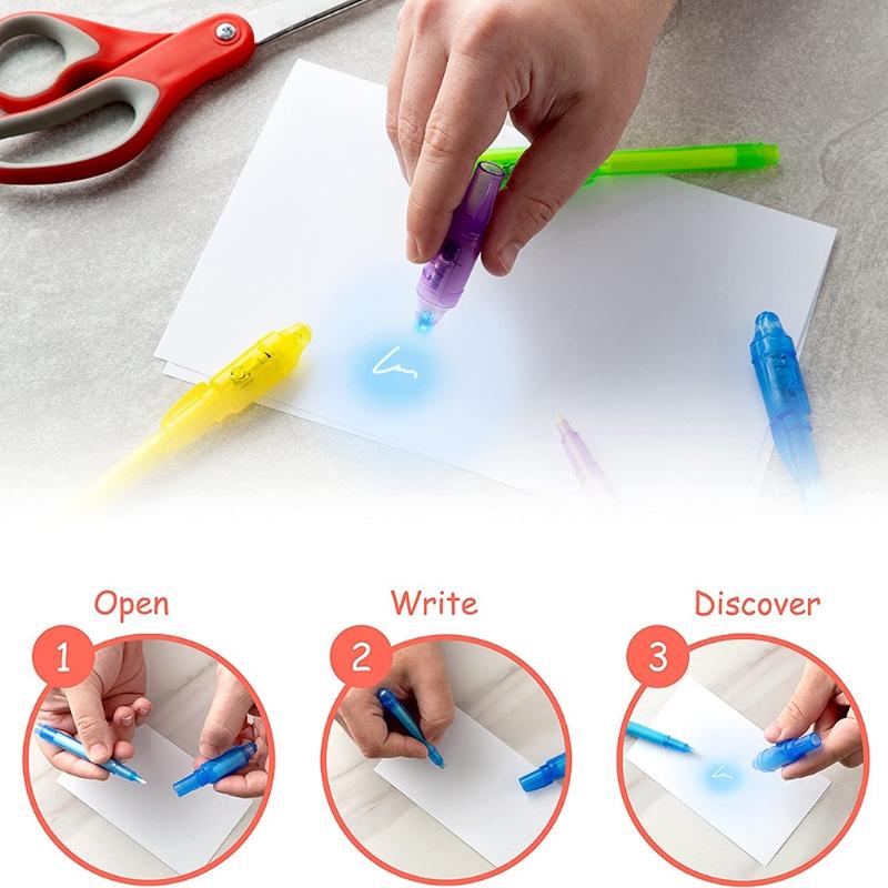 Invisible Ink Pen with UV Light Fun Activity Entertainment Party Favors Giveaways Xmas Goody Bag Stuffer for Kids Adults