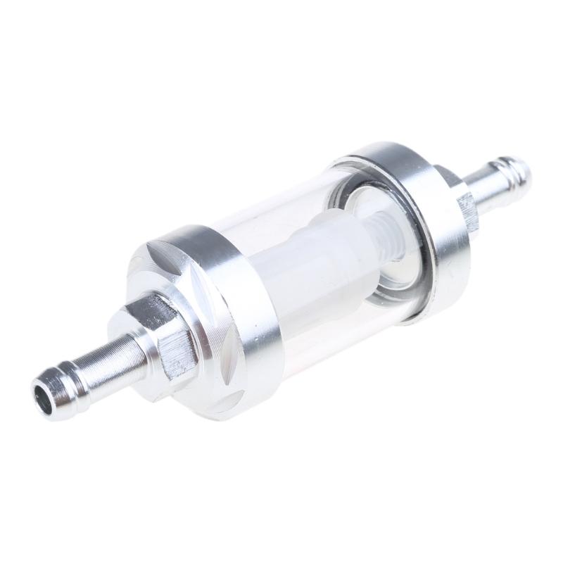 

Universal Gas-Inline Fuel Oil Filter Vacuum Filtration Aluminum Alloy Glass Compatible for Motorcycle Motorbike Scooter 1