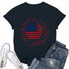 Women's Round Neck Casual Independence Day Printed Short Sleeve T-Shirt Top