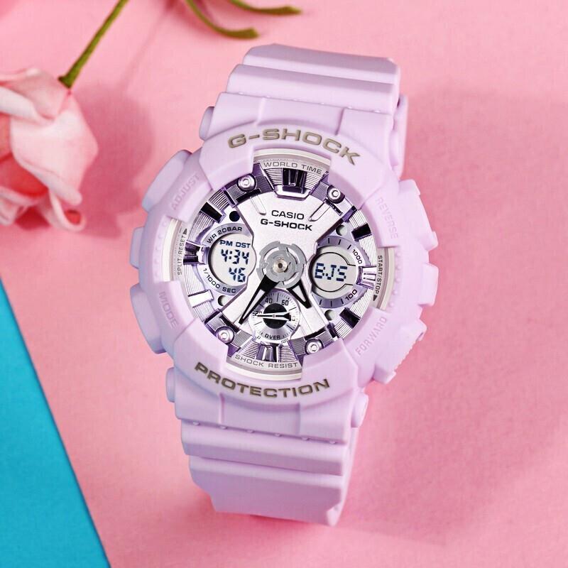 Casio Shock Resistant Dual Display Series Quartz Watch Women watches Purple GMA-S120DP-6A