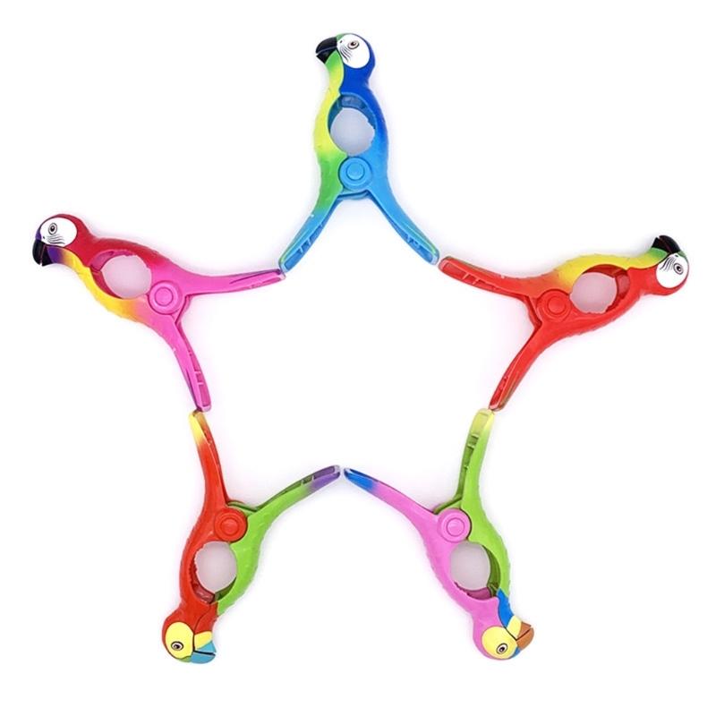 Parrots Beach Towel Clip for Beach Chairs Plastic Bird Towel Holder Colorful Clothes Pegs for Garden Holiday Pool Beach