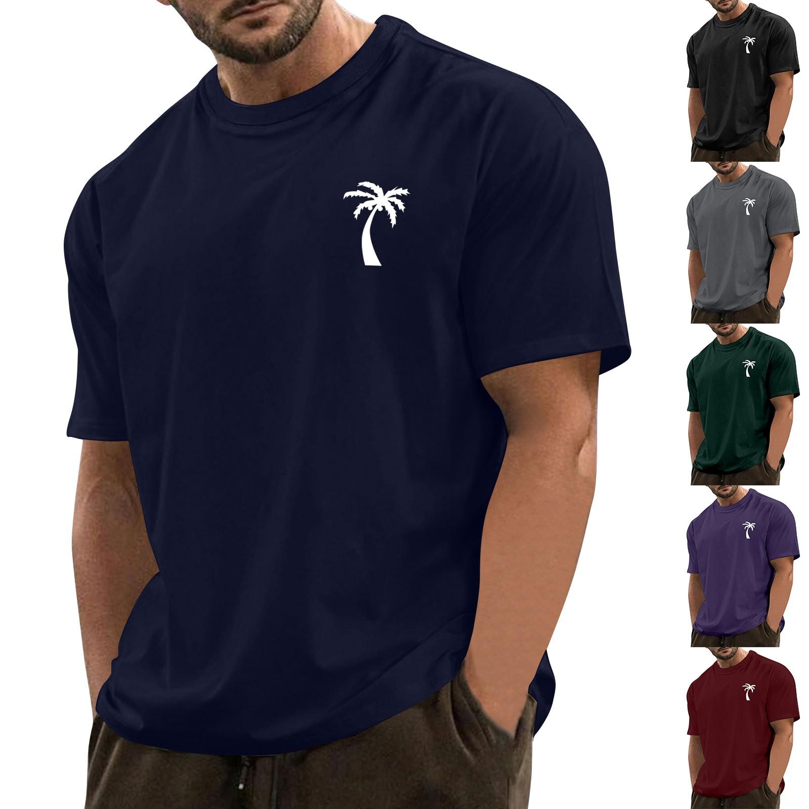 

Мужская модная повседневная футболка с круглым вырезом и короткими рукавами с гавайским принтом L