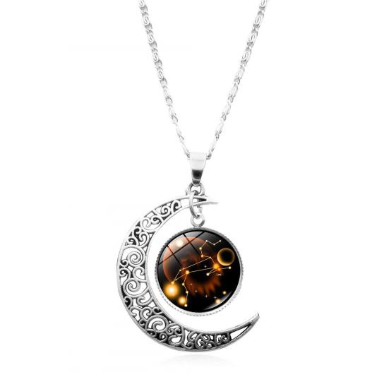 12 Constellation Half Moon Zodiac Sign Astrology Horoscope Pendant Necklace