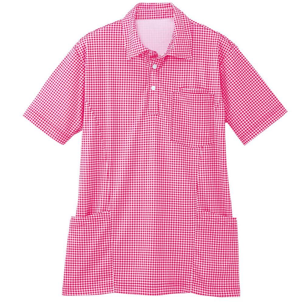 Nursery Gingham Check Side Pocket Polo Shirt, Moisture-Wicking, Quick-Drying, Uniform, Women s, Size LL, Pink Check, 9916402A