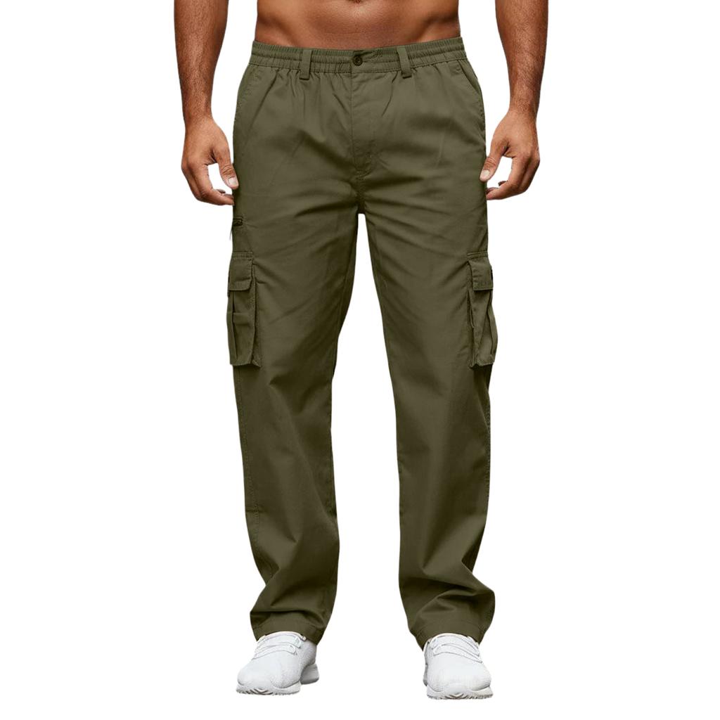 Men's Workwear Casual Stretch Waistband Multi-Pocket Straight-Leg Pants