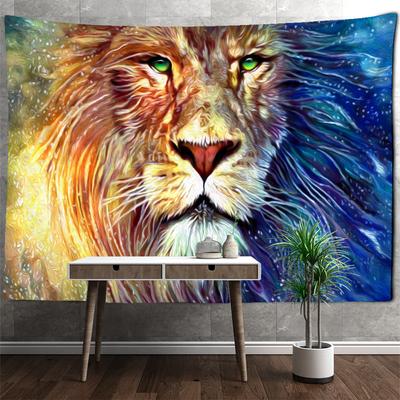 Psychodeliczny Kolorowy Lew Gobelin Ścienny Wiszący Czary Malarstwo Olejne Styl Boho Hippie Tapiz Wystrój Domu