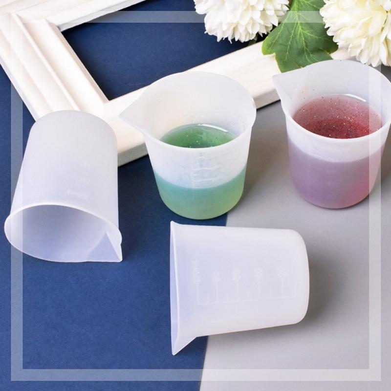100ml Resin Cup DIY Crafts Jewelry Silicone Measuring Cup Reusable Mixing Cup with Precise Scale Non-Stick Silicone Cup