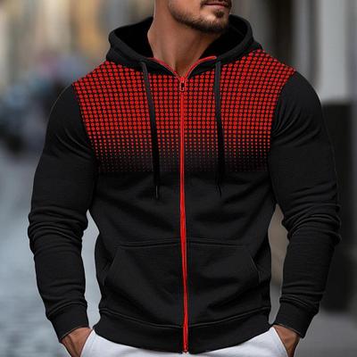 Men's Polka Dot Sporty Casual Fleece Cardigan Hoodie for Autumn/Winter