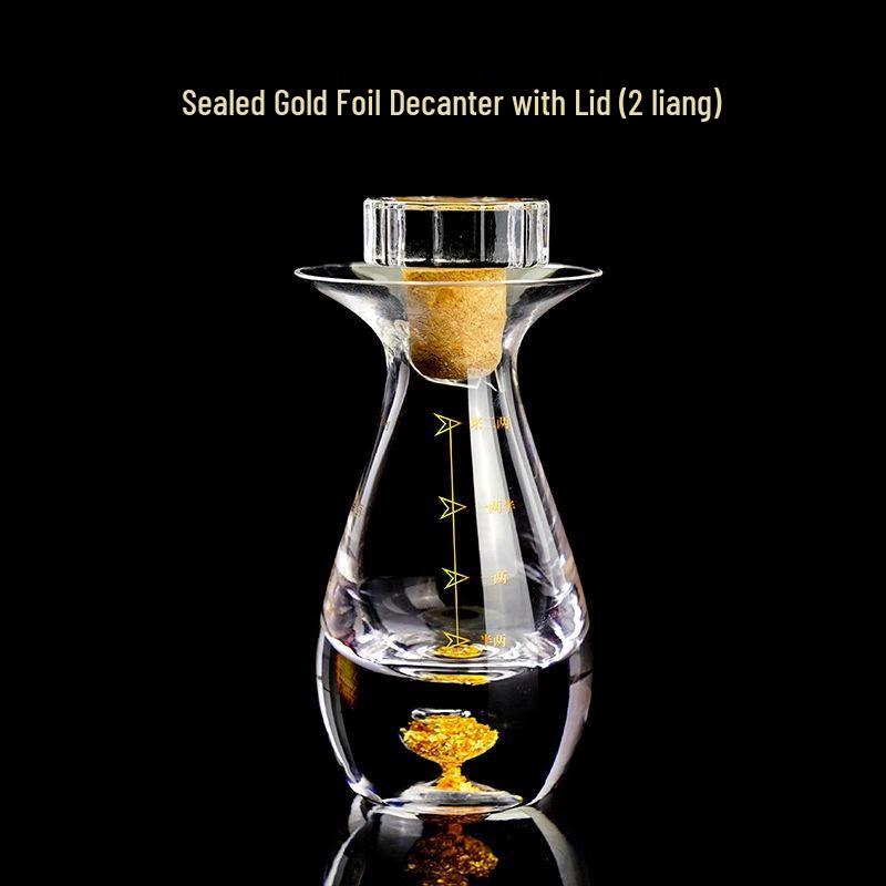 Gold Foil Crystal Wine Decanter with Lid
