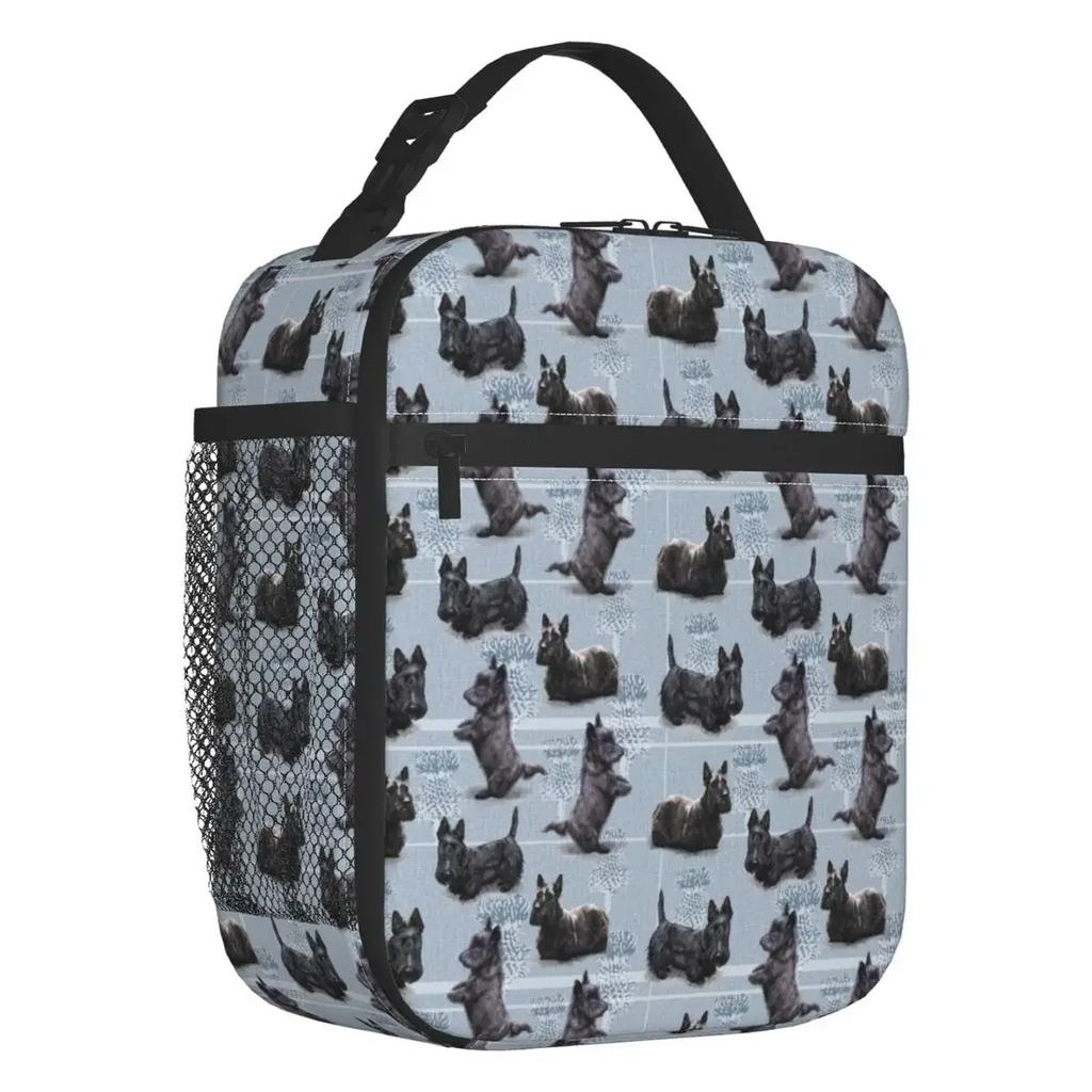Vintage Scottish Terrier Dog Insulated Lunch Bag for Work School Scottie Pet Lover Leakproof Cooler Thermal Lunch Box Women Kids
