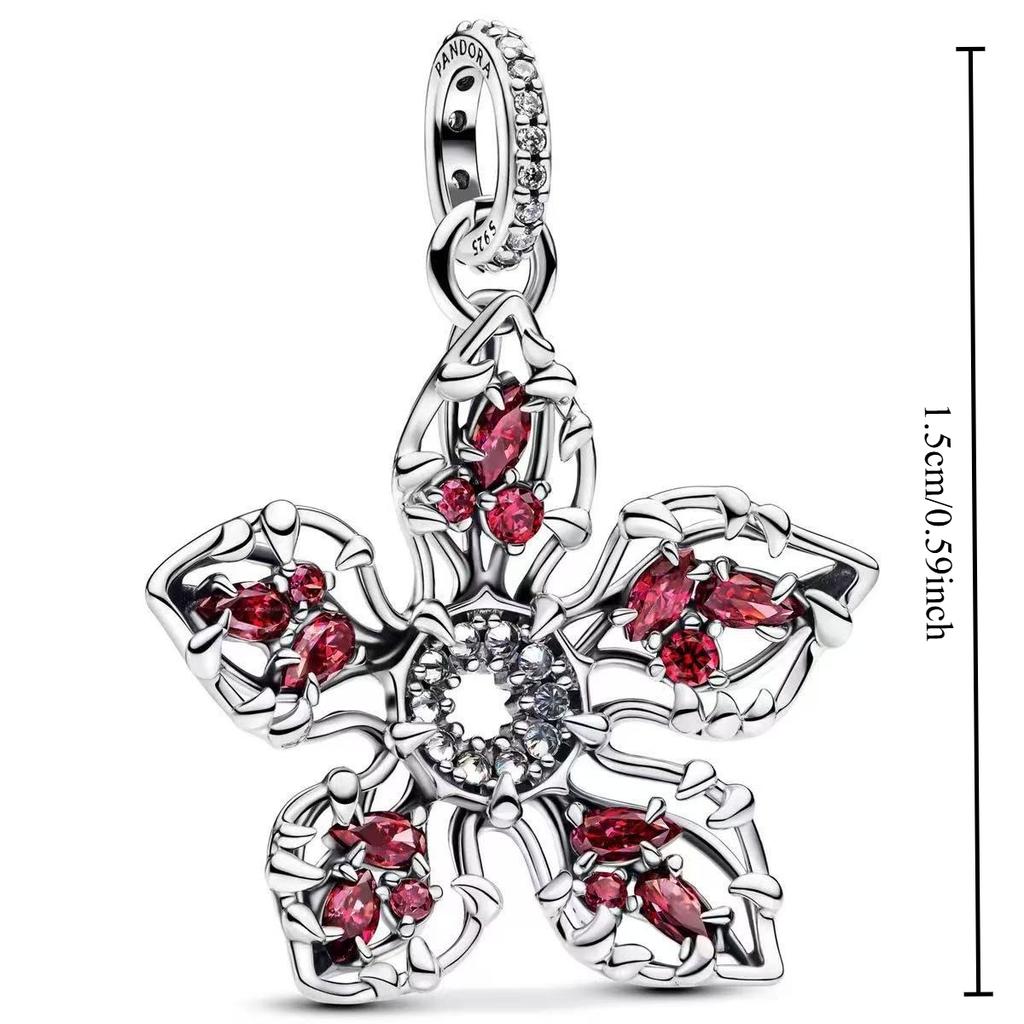 Trendy Red Monster Flower Charm Bracelet 925 Silver Adjustable Hypoallergenic Diy Fine Jewelry