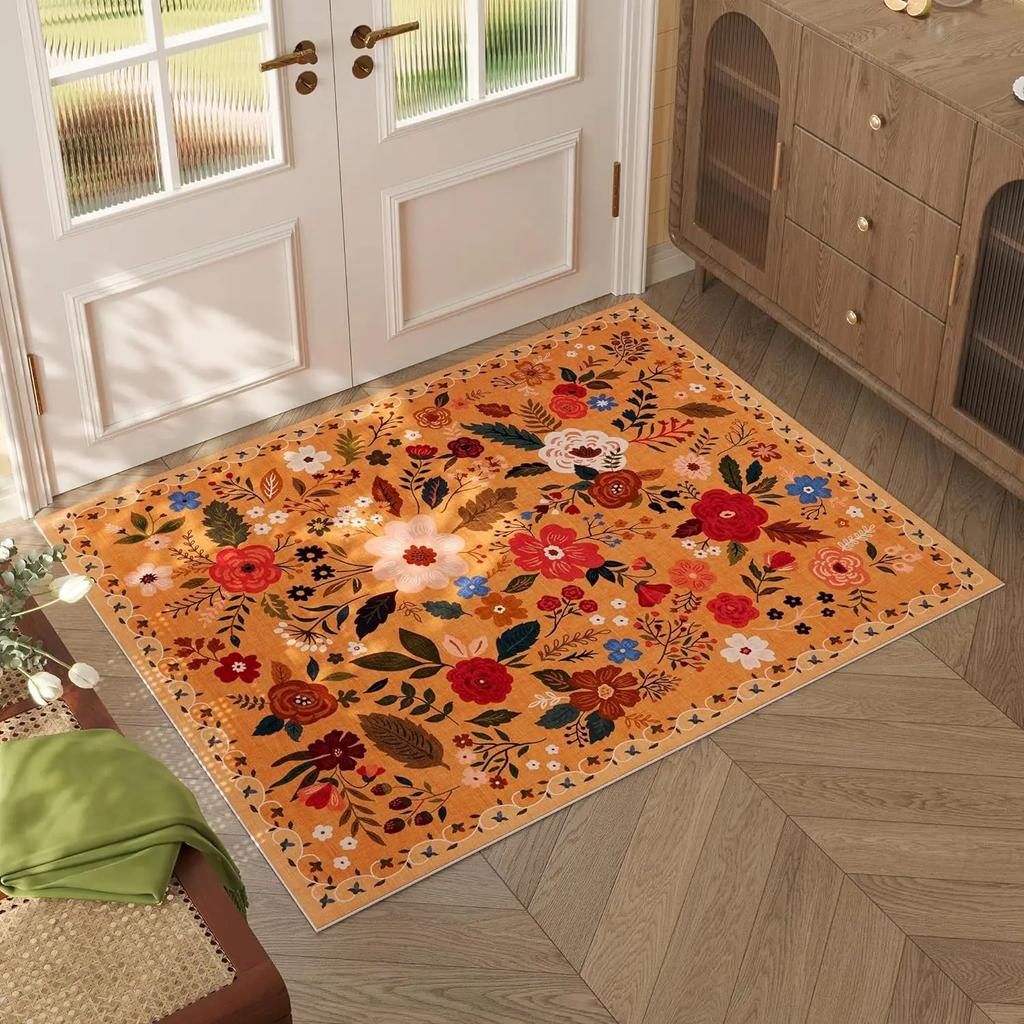 American Flower Crystal Velvet Floor Mat Resistant To Dirty Toilet Door Floor Mat Entry Door Floor Mat Home Decoration