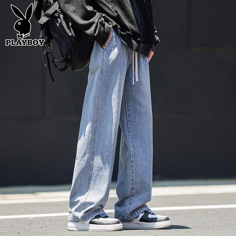 Playboy Men s Loose Curved Wide-Leg Jeans L