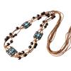 Brown Belt with Beads Butterflies Vintage Tassel Cotton Rope Waist Chain Woven Waist Belts for Dress Party Dance Show