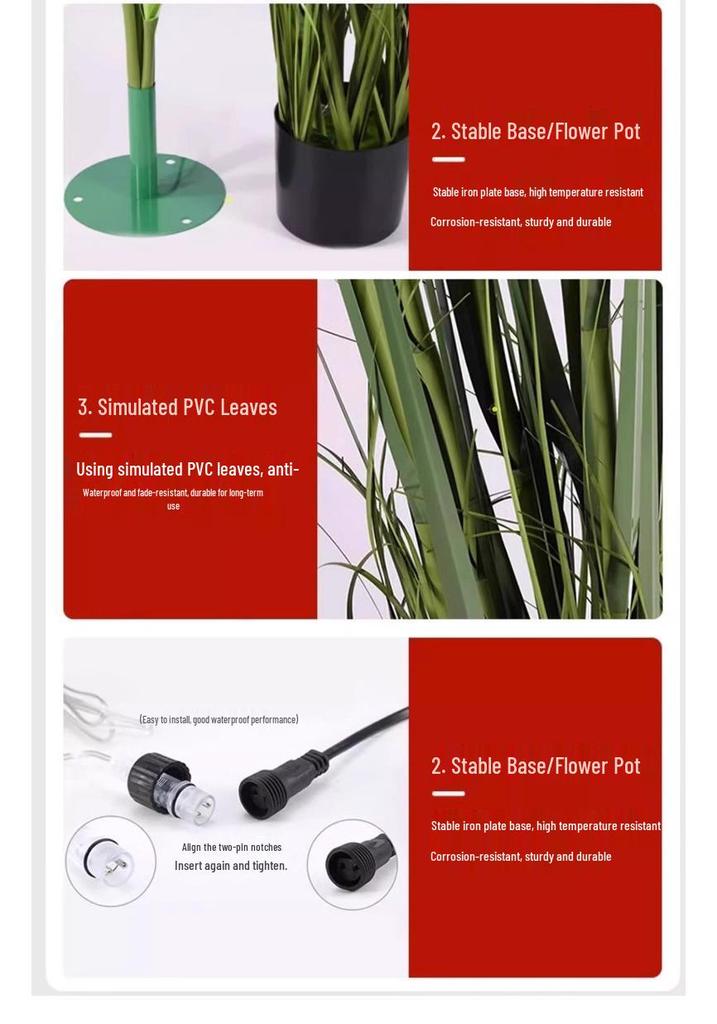 Solar LED Fiber Optic Reed Lamp for Outdoor Landscaping