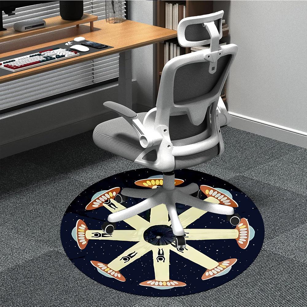 1pc UFO Office Round Area Rug, Under Office Chairs Bedroom Living Room Home Decor, Room Deco, Available in Various Sizes