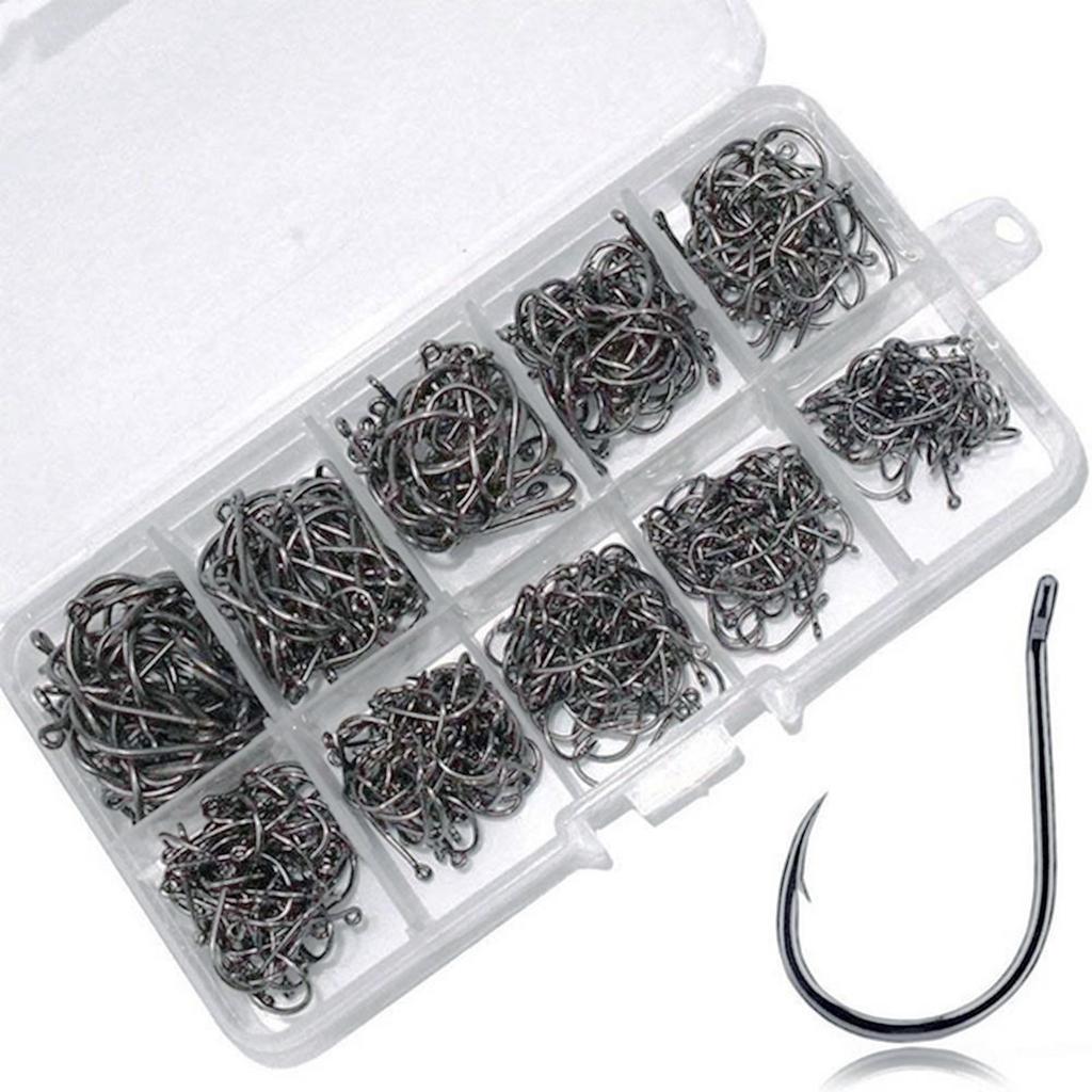 100/500Pcs Barbed Fishing Hook Replacement Circles Hook Carbon Steel Eyed Fish Hook Rustproof Fishing Jig Hook Easy Use