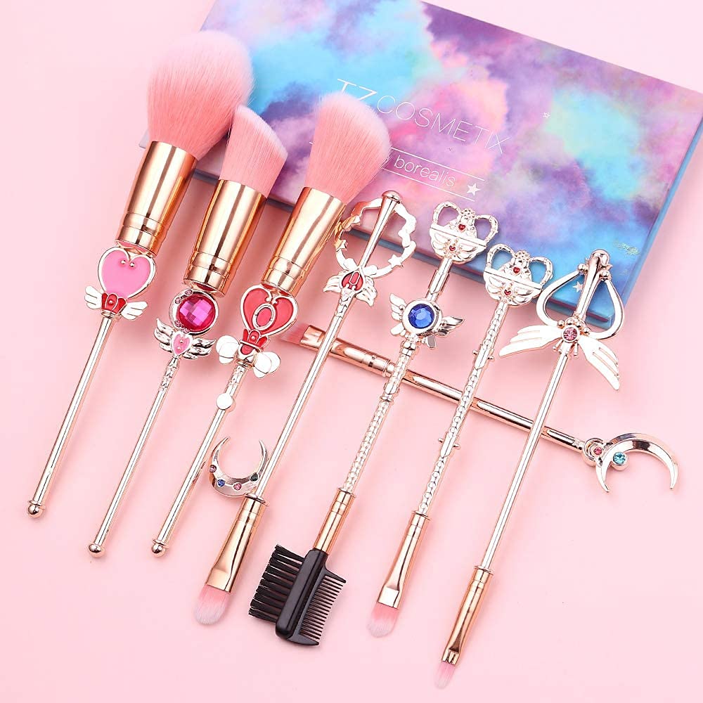 Makeup eye brush fiber makeup brush Sailor portable makeup tool set brushes, set, cute, 8-piece set, bristles, set, popular, Moon, set, brush, 8-piece