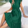 2026 Spring/Summer Women's Stand up Collar Ruffle Lace Waist Shirt Skirt S-XL