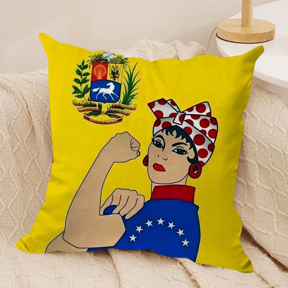 AAesthetic Art Venezuela Cushion Cover Silky Short Plush DoubleSided Printed Pillow Case for Sofa All Seasons Home Decor Gift