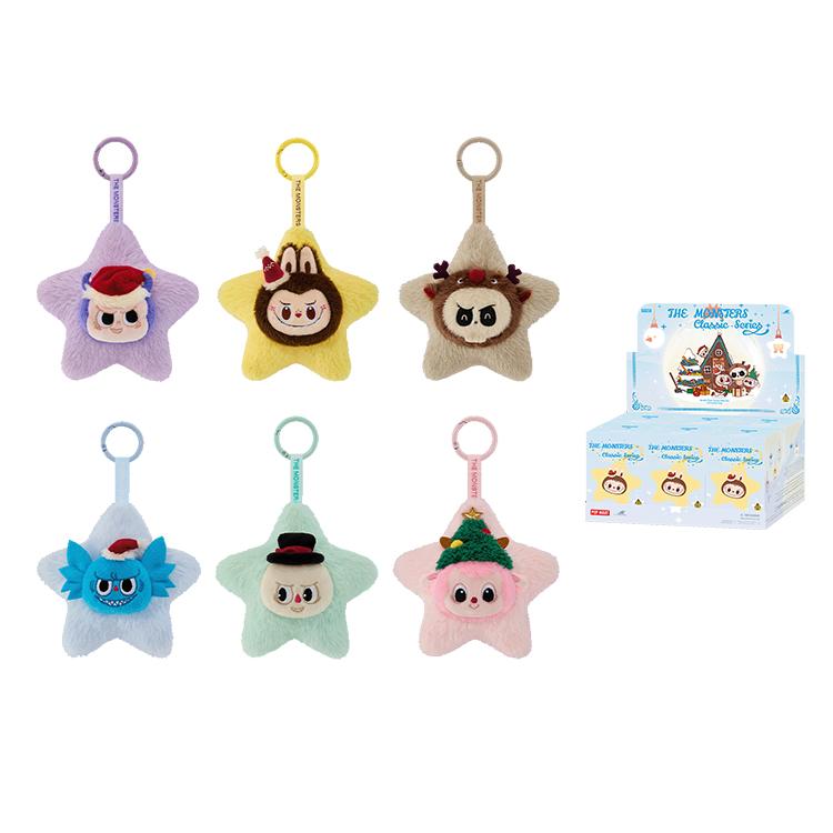New POP MART LABUBU THE MONSTERS Classic Collection Shiny Plush Pendant Mystery Boxes Single Mystery Box/Full Box 6 Pcs PPMT-2411-0080