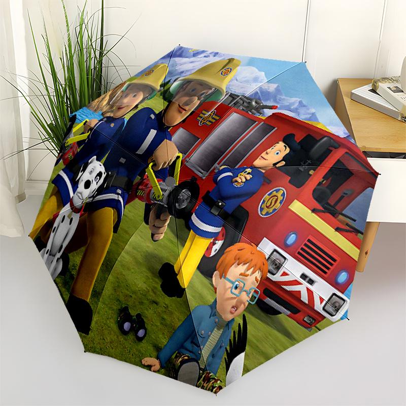

Fireman Fire trucks Themed Travel Umbrella-8 Ribs Automatic Opening and Closing, Portable Folding Design, Compact and Stylish Umbrella Suita