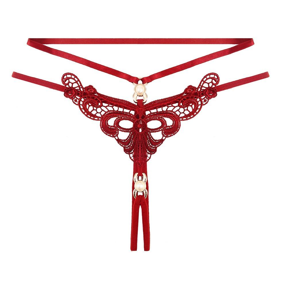 Stimulating Panties Women's Hot Hollowed-out Embroidered Pearl Yin Sm Bundled Tuning Open File Free Temptation Thong