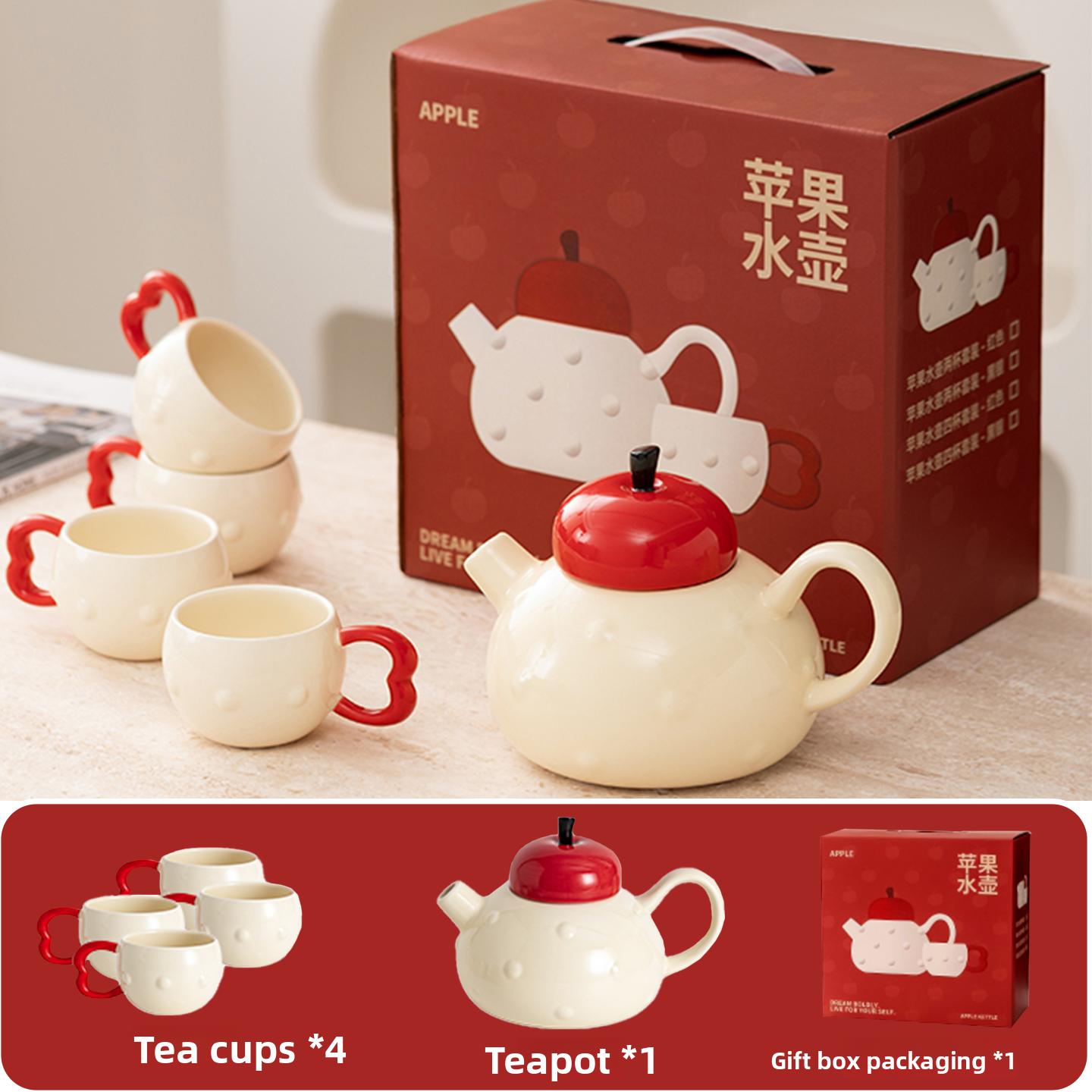 New Home Moving Engagement Wedding Birthday Gift Tea Set AnXiLe Hand-Painted Illustration Nordic Sle 6-Piece Set