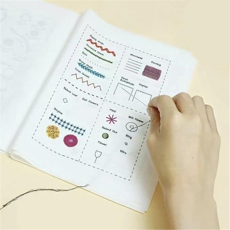 Linen Needlework Loose Leaf Book Organizers Portable for Sewing Tool Storage