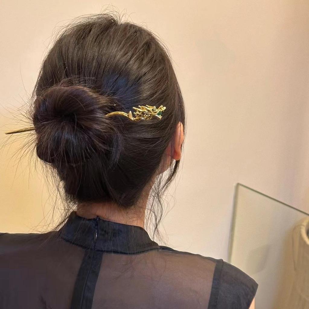 Luksusowa, pomyślna spinka do włosów smoka dla damskiego Hanfu i Qipao