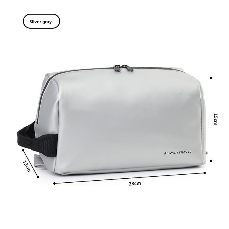 

Travel Toiletry Bag For Men Pu Material Modern Minimalist Organizer With Wet Dry Separation For Business Travel серый