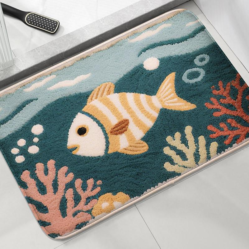 Flannel Material Bathroom Anti Slip Floor Mat Shower Room Small Carpet Washbasin Absorbent Foot Mat Modern Decorative Mat