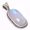 Natural Rainbow Moonstone Gemstone 925 Solid Sterling Silver Pendant 1.18" K8j13