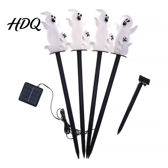 Halloween Party Lawn Decorations 4Pcs/Set Solar Ghost Stake Light 4-in-1 Pumpkin with LED Garden Landscape Lighting Lights Waterproof Decorative