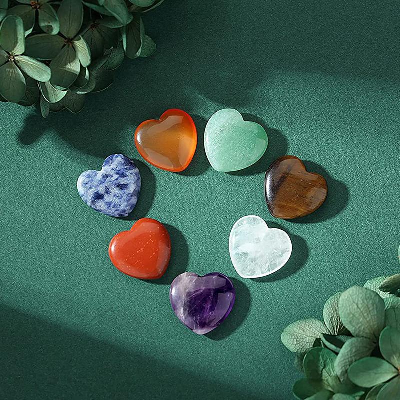 10pcs Natural Quartz Love Heart Gemstones Chakra Healing Crystals Agate Mineral Specimens For Home Bedroom & Office Decor