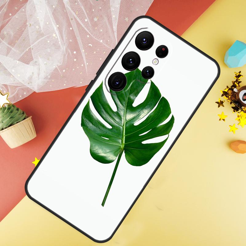 Green Monstera Leaf Phone Case For Samsung Galaxy S25 Ultra S23 S21 S20 S22 S24 FE S9 S10 Plus Cover Coque