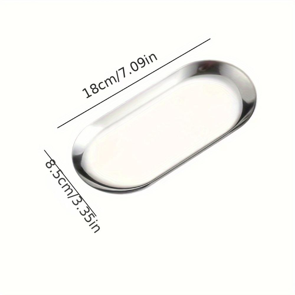 1 peça Bandeja Oval Premium de Aço Inoxidável - Armazenamento Espaçoso para Joias, Essenciais de Banheiro e Dim Sum - Durável, Resistente à Ferrugem e Fácil de Limpar