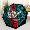 1pc Skull Flowers Automatic Open/close Folding Compact Umbrella, 8 Rib Sturdy Canopy, Lightweight Portable, Everyday Use, Gift,,139