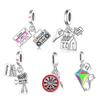 FC Jewelry Fit Original Pan Charm Bracelet 925 Silver Game Play Kite Dart Board Movies Film Camera Bead For Making Berloque