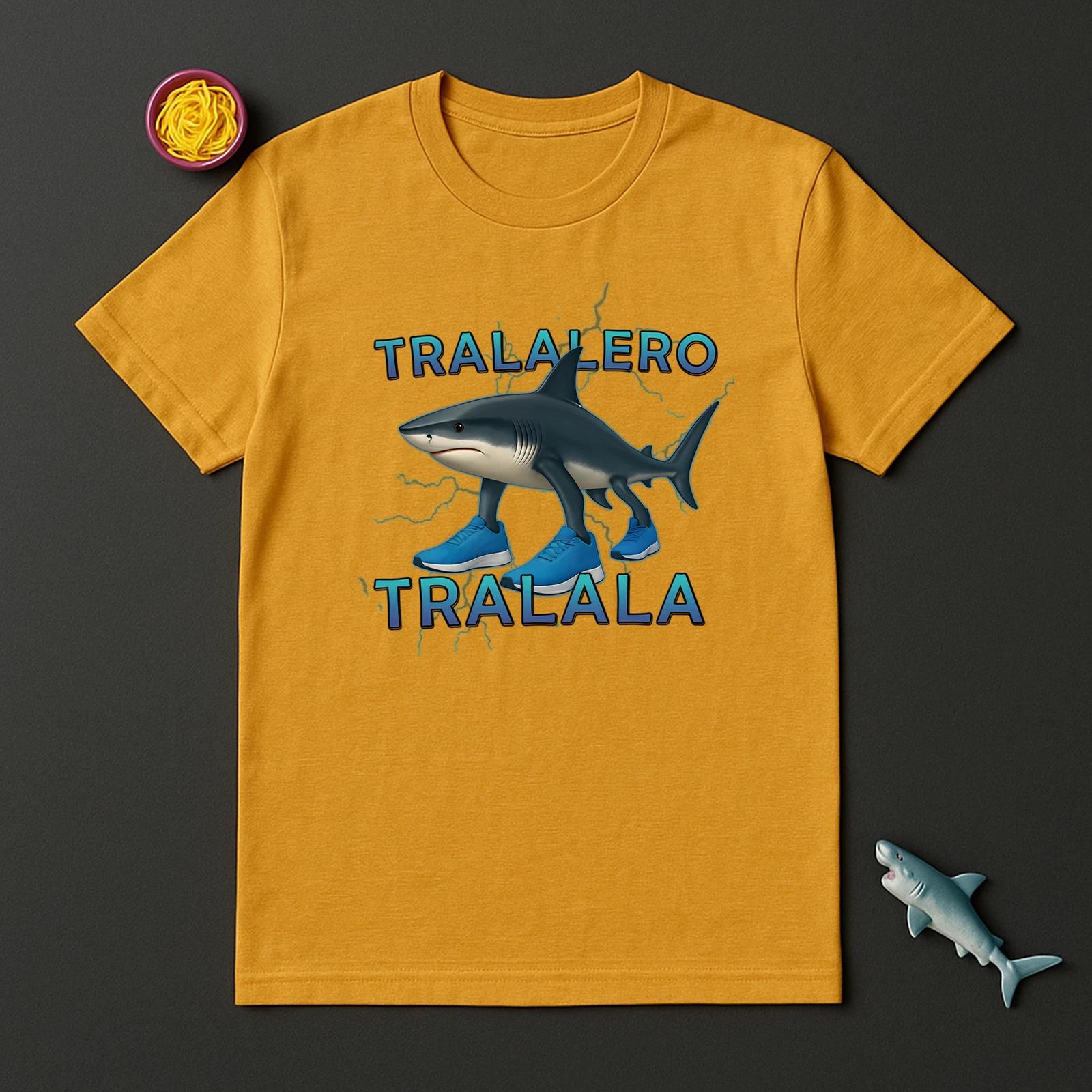 Tralalero Tralala Meme Shirt Funny Shark Sneakers Brainrot Tee M
