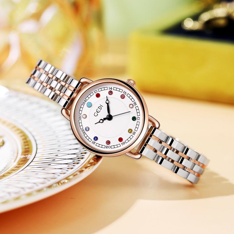 Niche Women's Luxury Steel Band Birthstone Waterproof Quartz Watch