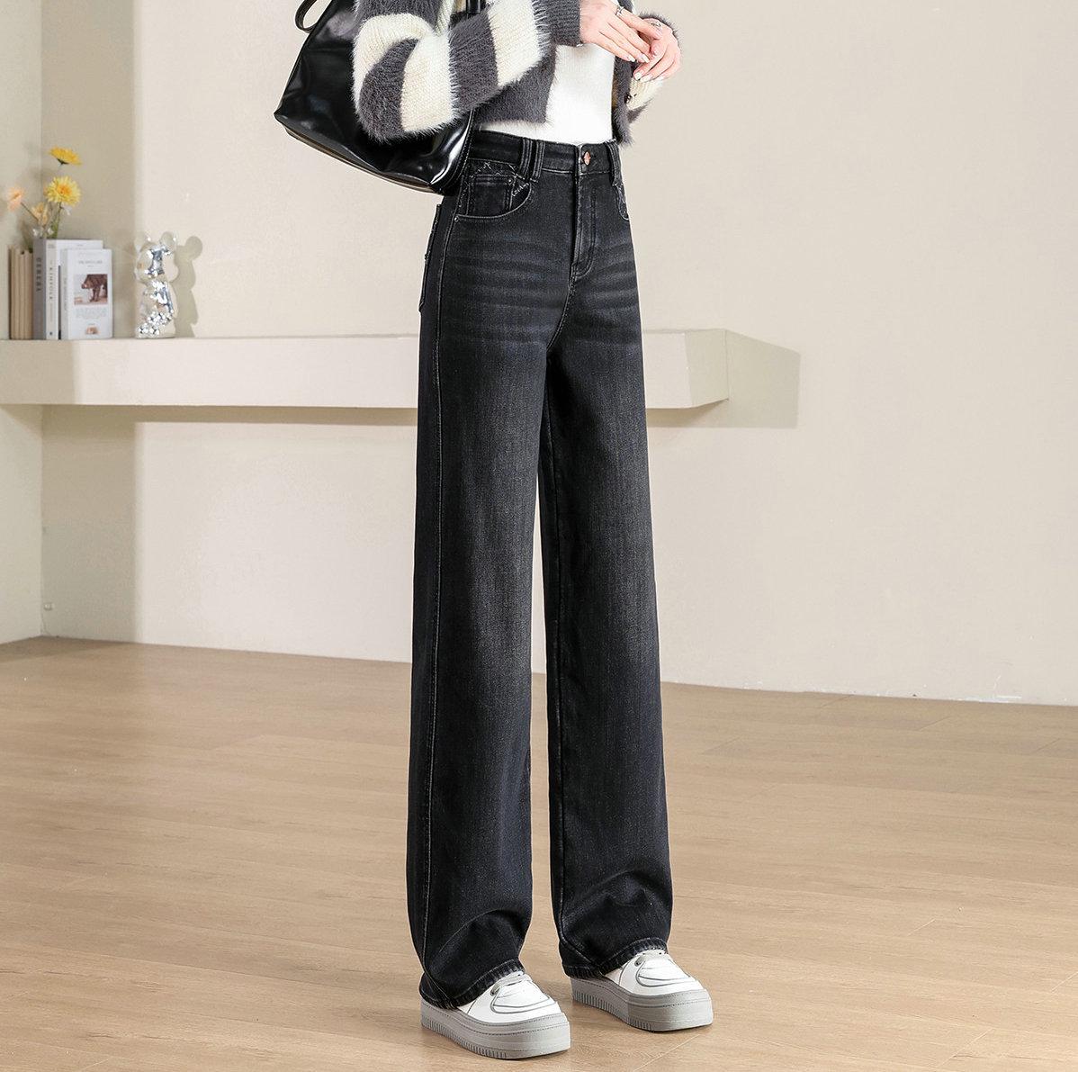 

Autumn/Winter High-Waisted Velvet Wide-Leg Jeans: Slimming, Warm, Casual & Fashionable Floor-Length Pants XXL